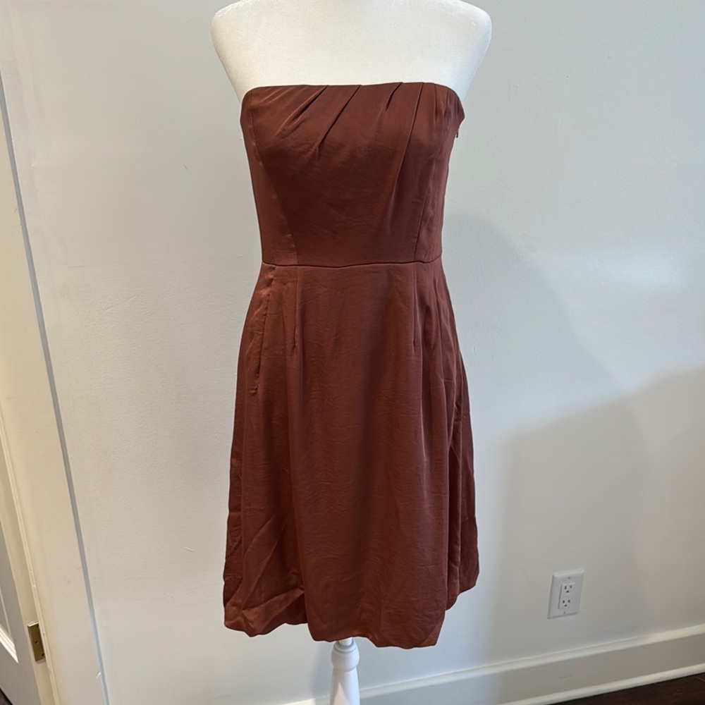 Banana Republic - Women’s Brown/Bronze Strapless Knee Length Dress - Size: 2